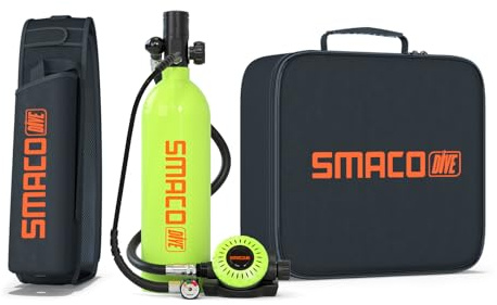 SMACO Mini Tauchflasche 1L Sauerstoffflasche Tauchen Mini Taucherflasche für Unterwasseratmung Tragbare Tauchen Sauerstofftank Lung Air Tank für Notfallrettung Bootsreinigung Tauchausrüstung