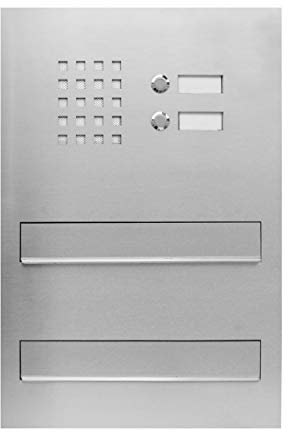 Briefkastenanlage Mauerdurchwurf Briefkasten m. Klingel Edelstahl 2-SET beleuchtung V2A
