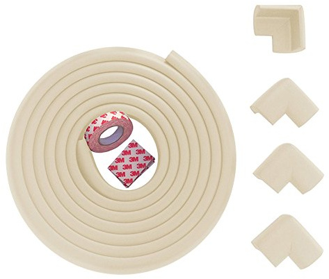 Fairy Baby Safety Baby Edge & hörnskydd färgglatt barnsäkert skydd (4 m kantskydd + 4 hörnskydd) (kräm-4 m)