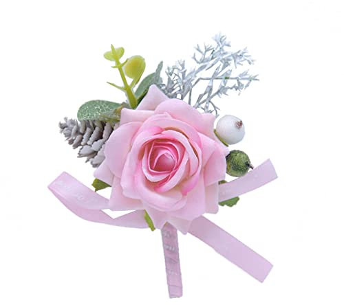 Egurs Hochzeit Boutonniere Braut und Bräutigam Ansteckblume Anstecknadel für Gästegeschenk Braut Bräutigam Groomsman Brautjungfer Hochzeit Prom Party Rosa