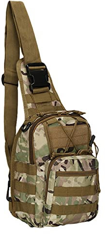 QIYUANT Militär Brusttasche Taktisch Sling Rucksack Molle Schultertasche Klein Umhängetasche Wasserdicht 600D Nylon Outdoor Crossbody Tasche für Wandern Radfahren Trekking Camping Angeln - CP Camo