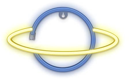 Neon LED-skylt ljus batteri/USB LED-lampa hem självlysande skylt nattlampa saturn – gul/blå