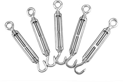 QWORK 5 Pezzi M6 Tenditore (gancio E Occhio), Tenditori In Acciaio Inossidabile 304, Tenditore Filo