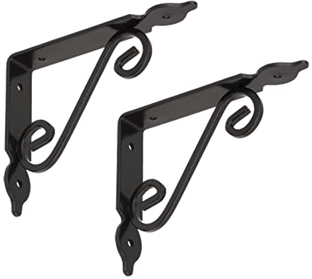 BRESKO Regalwinkel Regalhalter Regalträger Regalkonsole Wandträger Wandkonsole Wandregal Antik 2 Stück (Schwarz, 140x110 mm)