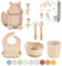 TudoBem Set Pappa Svezzamento 8 Pezzi – 1 piatto svezzamento con Ventosa, 1 Bavaglini Neonato, 1 Ciotola Antiscivolo, 2 Posate Bambini, 1 Cucchiaino Svezzamento, 1 Bicchiere Neonato 6 Mesi Prima Pappa