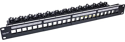 InLine® Patchfeld 24-Fach, Keystone Leerblech Patchpanel, 19, 1HE, schwarz RAL9005