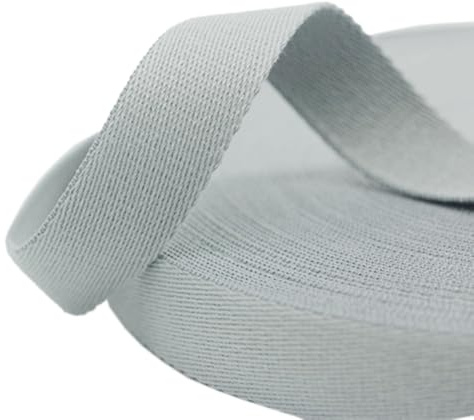 Wambere Baumwoll Schrägband Nahtband,32mmx5Yard,Einfassband Köperband Baumwollband Textilband Fischgrätenband Köperband Wimpelband Twillband Webbing Band für Schneidern DIY-Nähen Basteln,Grau