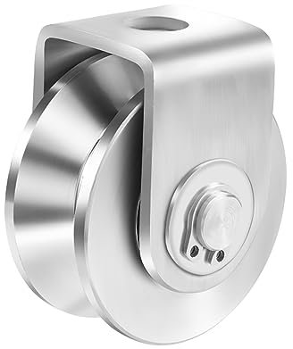 Rueda Acanalada de Acero Inoxidable Con 2 Ranuras - Riel de Alto Rendimiento, Rodamiento Doble para Puertas Correderas Con Giratoria Rígida