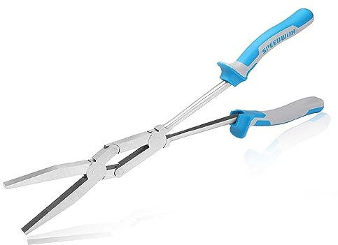 SPEEDWOX 13-Inch Double-Joint Flat Nose Pliers - Dual Pivot, Extra Long Reach, Compound Action, Duckbill, Smooth Jaw