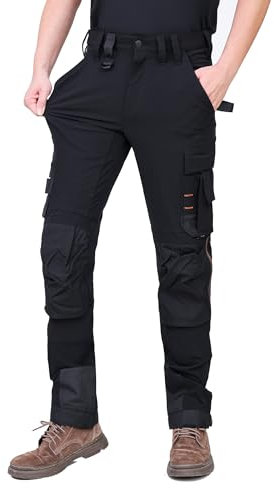 WORK IDEA Herren Slim-Fit Stretch Arbeitshose mit Cordura-Kniepolstern: Strapazierfähige Eleganz für höchsten