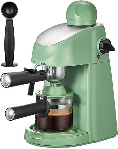 UPIKIT Machine à Expresso, avec mousseur à Lait, Machine à Expresso avec Vapeur, cafetière Expresso 3,5 Bars, Machine à Expresso et Cappuccino (Color : Green)