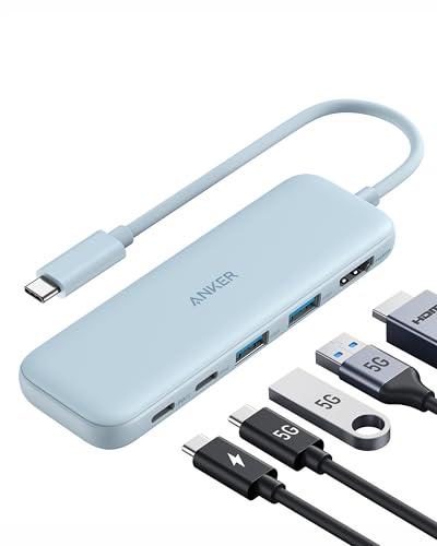 Anker USB C Hub, 5-in-1 USBC to HDMI Hub with 4K Display, 5Gbps USB-C and 2 5Gbps USB-A Data Ports for MacBook Pro, MacBook Air, Dell XPS, Lenovo Thinkpad, HP Laptops and More (Blue)