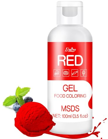 Lebensmittelfarbe Gel - 100ml Gel Lebensmittel Farben für Kuchen, Backen, Kekse, Macaron - Zuckerfrei Konzentrierte Farbe Food Coloring für Tortendeko, Getränken, Osterei, DIY Crafts (Rot)