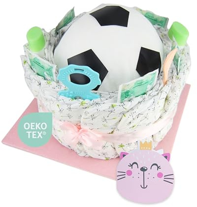 Windeltorte.com ® Windelfußball für kleine Kicker - [WOWeffekt garantiert] | Geschenk zur Geburt | Taufgeschenk | Geschenk zur Babyparty – Jetzt Bilder ansehen (Rosa/Mädchen)