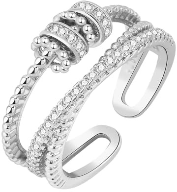 Fidget Ring for Anxiety Women,Rings for Teen Girls,Give Kids/Daughter/Mum/Granddaughter Gifts,with Spinner of Ring,Hug Mother Gift,Can Calm Mood And Health Sleep,Adhd Aids,Unusual Adjustable Jewellery