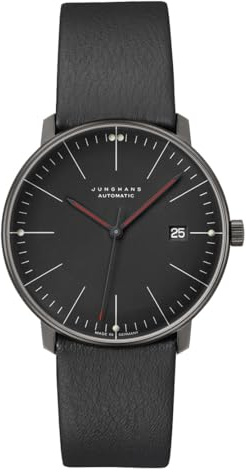 JUNGHANS max Bill Herrenuhr Automatik Bauhaus 27/4308.02 | Schwarz mit Lederband