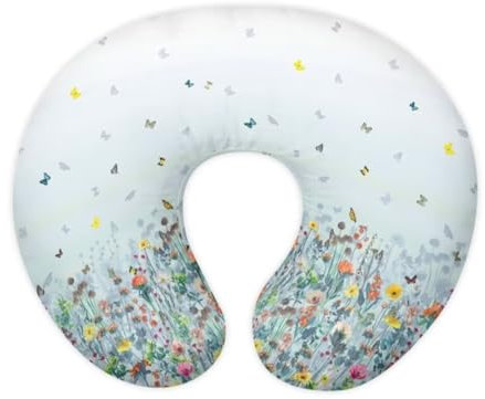 Jeiento Stillkissenbezüge mit wildem Blumenmuster, Schmetterling, atmungsaktiv, stützend, für Babys, Lagerungsbezug für Stillkissen, ultraweicher Bezug