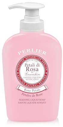 Perlier Sapone Liquido ai Petali di Rosa del Lancashire, 300ml, Detergente Delicato per Uso Frequente, Effetto Vellutante ed Emolliente, Clinicamente Testato, Pratico Flacone Dosatore