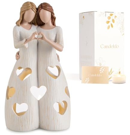 Candeldo Sister & Best Friend Figurine, Birthday Gifts for Women | Friendship Gifts, Birthday Gift for Sister, Bestie, Resin Figurine with LED Tealight, Home Decor