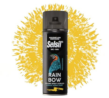 DETERMONDO SELSIL Bomboletta di Vernice Spray Acrilica Colore Ral 1023 Giallo Traffico 400ml Bombolette Spray Colorate Multiuso per Interni ed Esterni, Adatto a Qualiasi Superficie
