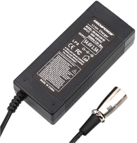 Caricatore per batteria, 54,6 V, alimentatore di rete per batterie da 48 V, con spina XLR a 3 pin, per bicicletta elettrica