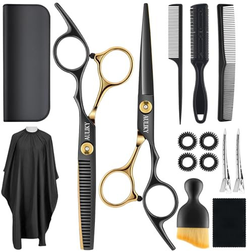 Ciseaux Coiffure,15 Pcs Kit de Ciseaux de Désépaissir, Ciseaux de Coiffure Professionnel Kit Ciseaux de Coiffure avec Etui de Protection,Extra tranchants et Précis pour Cheveux et Barbe pour Coiffeur