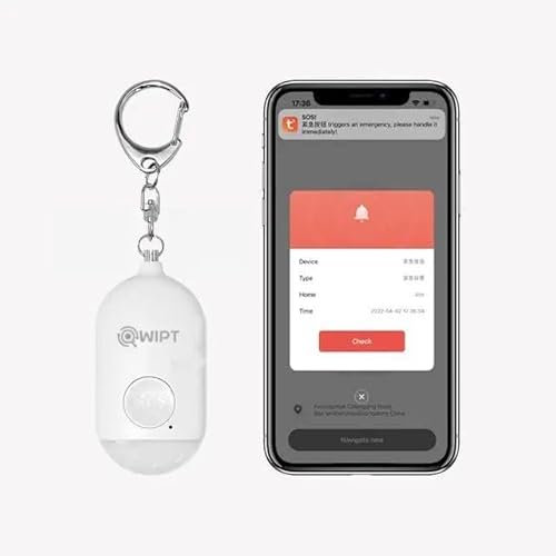 Qwipt SMART Emergency Personal Panic Safety Alarm-Smart Bluetooth app enabled - loud siren and strobing -bright flashlight torch - notifications to multiple contacts-location tracker-security