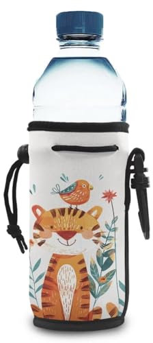 Binienty Cartoon-Tiger-Trinkflaschenträger aus Neopren, tragbare Wasserflaschenhalter