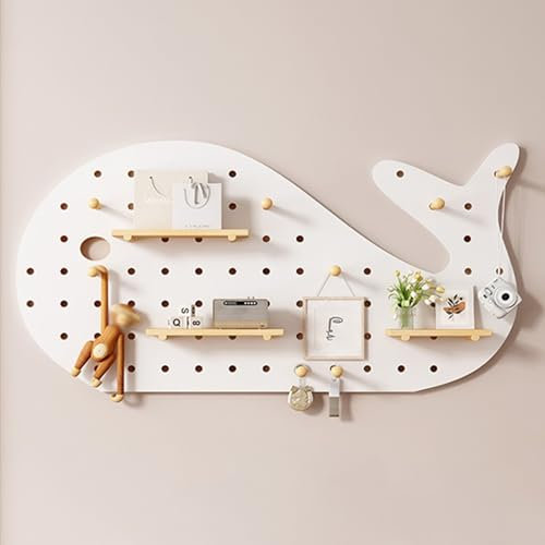 Lochwand, Pegboard, Stecktafel, Lochwand Haken, Peg Board, Lochplatte, Lochplatte Holz, Stecktafel in Walform, for Wand-Organizer, Bastelorganisation, Ornament-Ausstellung(White,80x40cm/32x16in)