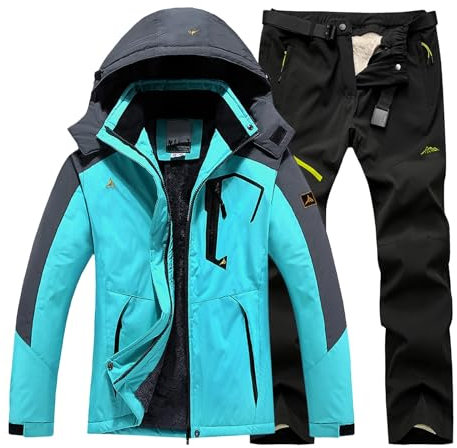 Skianzug Herren 2 Teilig Set - Schneeanzug Herren Zweiteilig Outdoor-Skikleidung Winddicht Ski Anzug Mit Kapuzen Atmungsaktiv Softshelljacke/Schneehose Winter Snowboarden Ski-Anzug Schnee-Jumpsuit
