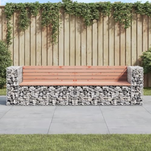 Juroupi Garden Bench Gabion Design 244x71x65.5 cm Solid Wood Douglas,Garden Bench Gabion,Gabion Design,Garden Furniture-3196240