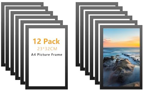 A4 Magnetic Picture Photo Frames: 12PCS A4 Picture Frame Self Adhesive Magnetic Picture Frame Magnetic Picture Holder Waterproof Clear Sign Holders for Paintings Photos Certificate Poster