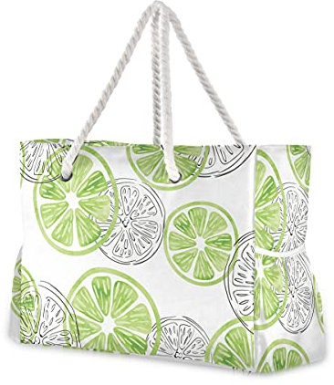 OWFKAY Bolsas de playa grandes de lona, resistentes al agua, para gimnasio, viajes, uso diario, verde lima, Talla única