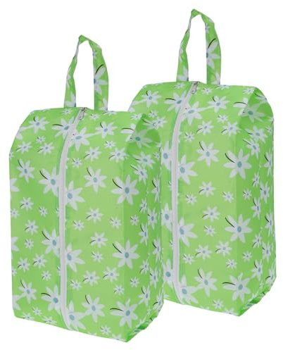 CAPASTEC 2 Stück Reiseschuhtaschen, Modische Schuhtaschen für Männer Frauen Schuhaufbewahrung, Gepäckorganizer Tragbare Schuhbeutel mit Griff, Extra Groß, Grün Weiß