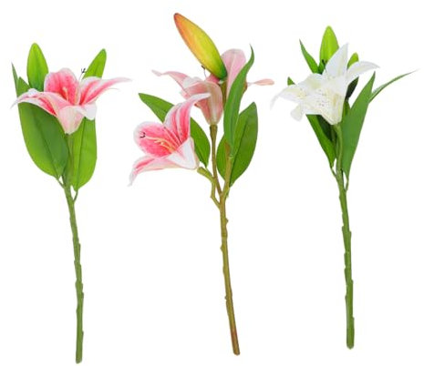 FUNOMOCYA 3piezas Adornos De Lirios Falsos Decoración Floral Realista para Hogar Flores Artificiales