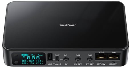 Yuuki Power Mini UPS for Router BT Hub 12V Battery Backup DC 5V/3.6A USB UPS Power Supply UK 10400mAh (38Wh)
