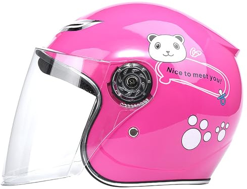 Casco Da Moto Jet, Casco Per Bambini Per Ciclismo, Skateboard, Scooter, Casco Da Scooter Certificato ECE Con Visiera, Casco A Mezza Faccia Per Ragazzi E Ragazze Dai 4 Ai 12 Anni B,(50-56CM)