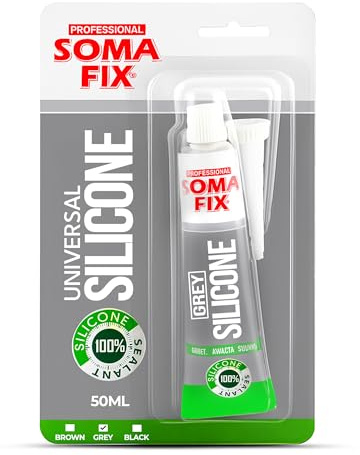 Silicone Sealant - Flexible Silicone Tube for Wood, Parquet, Bathroom, Sink, Windows - Multi-Purpose, Waterproof (Grey, 50ml)