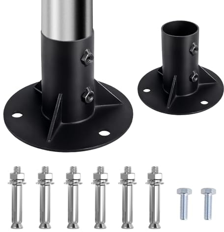 Aufschraubhülse Rund, 2 Stück Stahl Rund Pfostenträger, Ø 52/65 mm, Bodenhülse Zaunträger Hülse für weniger als 5,2 cm 6,5 cm Zaun, Briefkasten, Fahnenmast