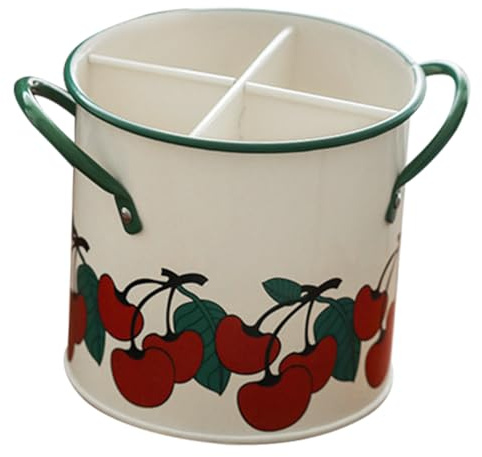 Toyvian Porte-ustensiles de Cuisine avec Compartiments pour Baguettes Cuillères et Fourchettes Seau de Rangement Drainant Alliage pour Organisation Ménagère