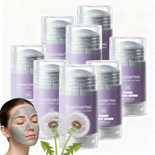 Gesichtsmaske gegen Mitesser, Porenreinigende Tonmaske, Mitesser-Entferner-Porenverfeinernde Streifen, Feuchtigkeitsspendende Peeling-Masken zur Ölregulierung, Tiefenreinigende Tonmasken (8PCS)