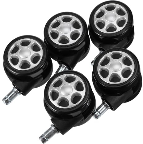 POPETPOP Lot de 5 Roulettes Pivotantes de 635 CM avec Frein pour Chaise de Bureau et Gaming Tige de 11 X 20 MM Roulettes Universelles Antidérapantes pour Sols Durs Protection Parquet