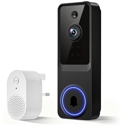 BoilNano 1080P Video Doorbell Camera Wireless with Chime Kit, Cloud Storage, Live View, 2-Way Talk, Night Vision, 2.4Ghz WiFi, Indoor/Outdoor Surveillance, Real-Time Alert (Black)