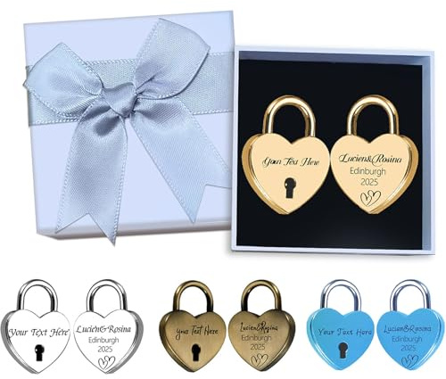 JJ GRADGOWN Cadenas d'amour Personnalisé avec clé, Gravure Personnalisée, 3 Tailles, pour Cadeaux de Couple, Souvenirs de Voyage et Décoration, Convient aux Amoureux et aux Collectionneurs