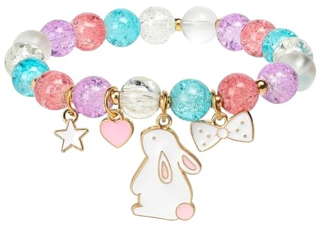 LuLiyLdJ 1 Bracelet de Pâques,Bracelet Lapin de Pâques,Bracelet Lapin Bijoux Enfants Fille pour Cadeaux d'anniversaire,Bracelets Cartoon Charm Bracelet pour Filles et Femmes Cadeaux,Cadeau Paques