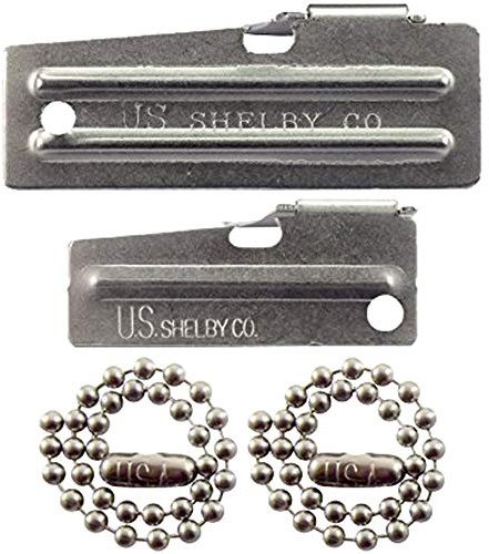 P-38 Can Opener & P-51 Can Opener with Chains, US Shelby, Stainless Steel openers Stamped with US Shelby Co.