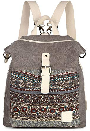 EVEOUT Vintage Unisex Casual Canvas College Schulter Rucksack, Frauen und Herren Laptop Rucksack für die Arbeit Schule Reisen, Wandern Camping Daypacks