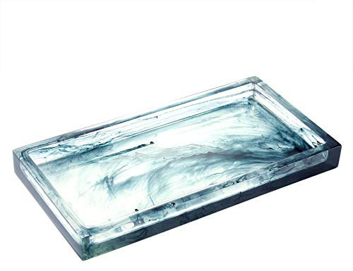Emibele Vassoio Vassoi da Portata in Resina, Vassoi Cosmetici, Vassoio per Cosmetici, Bottiglia Doccia, Bagno - Inchiostro Blu