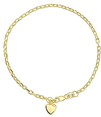 MIORE – Armband mit Herz-Anhänger aus 14 Karat Gelbgold (585) – feingliedriges Gold Armband Damen – allergenfrei & handgemacht – in hochwertiger Schmuckschachtel zum Verschenken (19 cm)