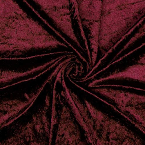 Samtstoff Bordeaux Rot – Pannesamt Stoff Meterware 140 cm – Samt dunkelrot Velour Polyester – für Karneval, Bekleidung, Tischdecken, Kissen, Deko